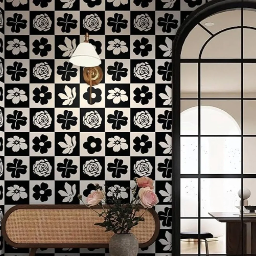 Black and White Floral Peel and Stick Wallpaper